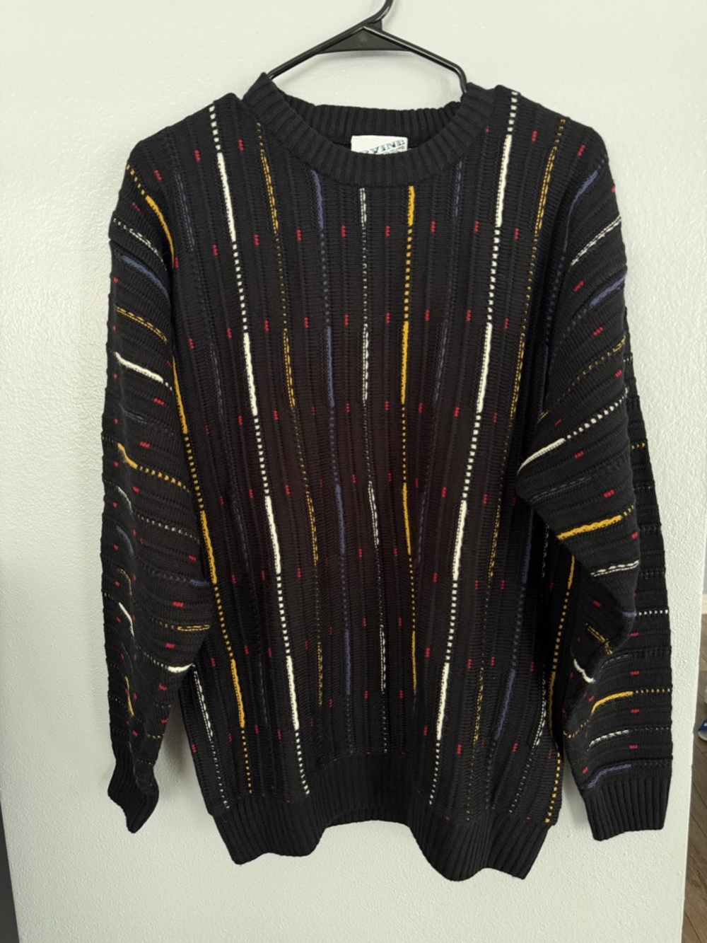Vintage Irvine Park knit sweater a multi-colored design “coogi” style Size M